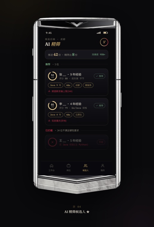 AI 精筛候选人列表